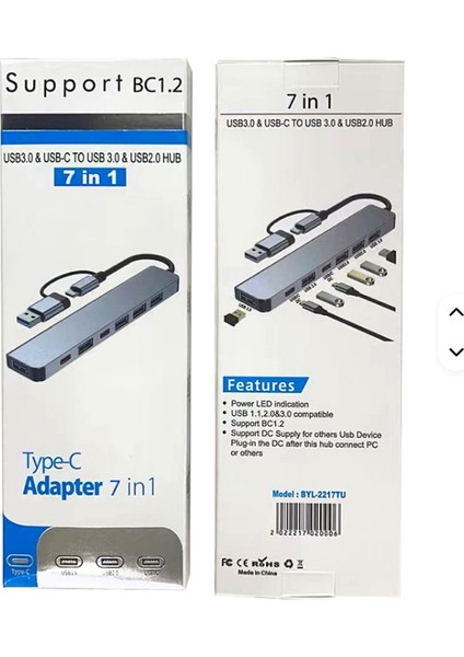 7 In 2 Hub 7 Port Çoklayıcı Çevirici USB / Type-C To Usb-C-Usb 2.0-3.0 Switch Data indirimleri