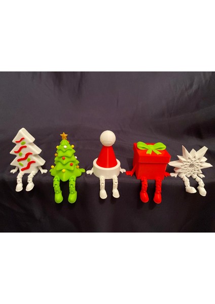 Yılbaşı Temalı Dekor Figürleri 5’li Set – Ağaç, Şapka, Hediye Kutusu ve Yıldız Yeni Yıl indirimleri
