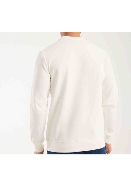 Regular Fit Beyaz Paris Arma Bisiklet Yaka Uzun Kol fırsatları