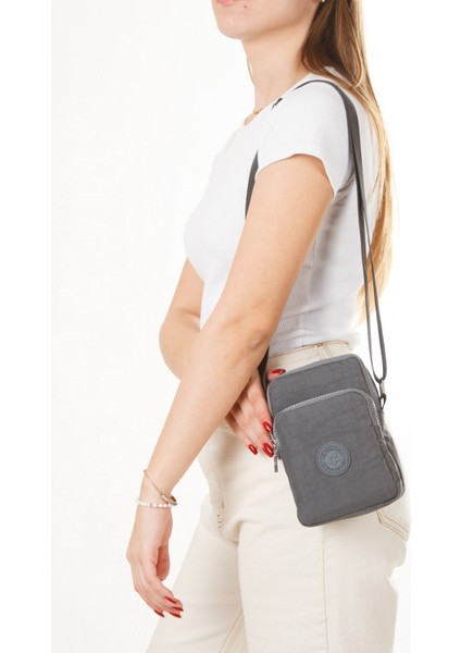 Kadın Telefon Bölmeli Çapraz El ve Omuz Çantası – Gri – NEWPOLO362