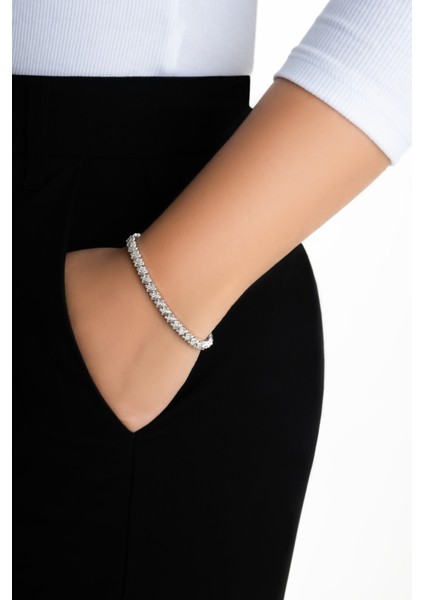Elegant 18 Ayar Beyaz Altın Kaplama Gümüş Su Yolu Bileklik fırsatları