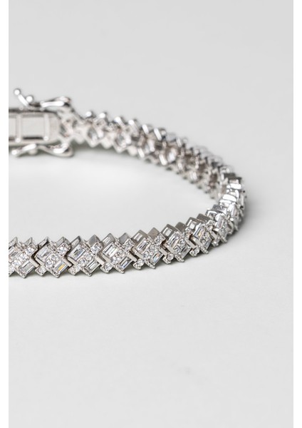 Elegant 18 Ayar Beyaz Altın Kaplama Gümüş Su Yolu Bileklik indirimleri