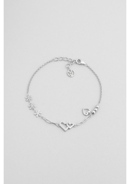 Luvia 18 Ayar Beyaz Altın Kaplama 19 cm Gümüş Bileklik