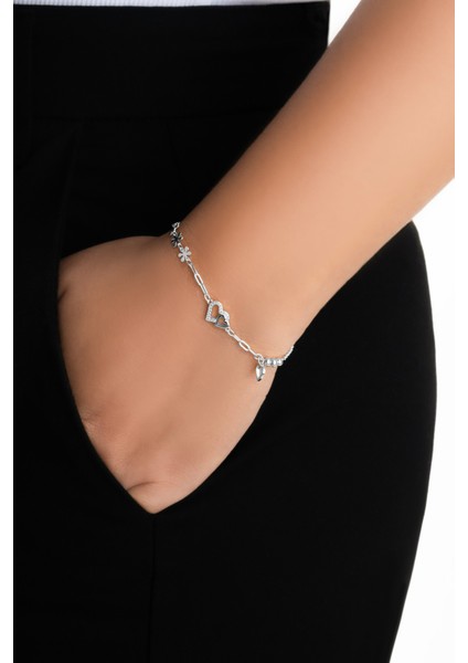 Luvia 18 Ayar Beyaz Altın Kaplama 19 cm Gümüş Bileklik fiyatları