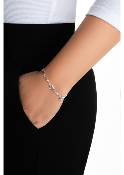 Luvia 18 Ayar Beyaz Altın Kaplama 19 cm Gümüş Bileklik fırsatları