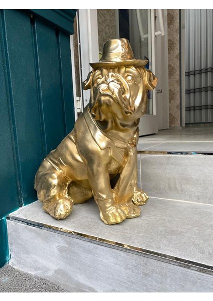 Dekoratif Şapkalı Bulldog Köpek Bahçe Dekoru Ev Ofis Heykel fırsatları