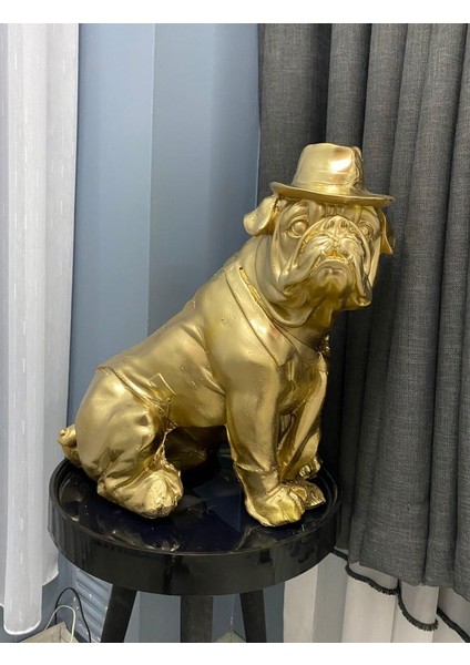 Dekoratif Şapkalı Bulldog Köpek Bahçe Dekoru Ev Ofis Heykel indirimleri