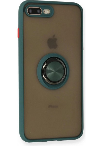 iPhone 7 Plus Kılıf Montreal Yüzüklü Silikon Kapak - Yeşil fiyatları