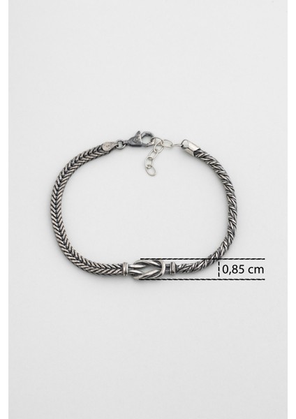 Italyan Düğüm Detaylı Örgü Model 23 cm Gümüş Erkek Bileklik modelleri