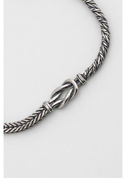 Italyan Düğüm Detaylı Örgü Model 23 cm Gümüş Erkek Bileklik indirimleri