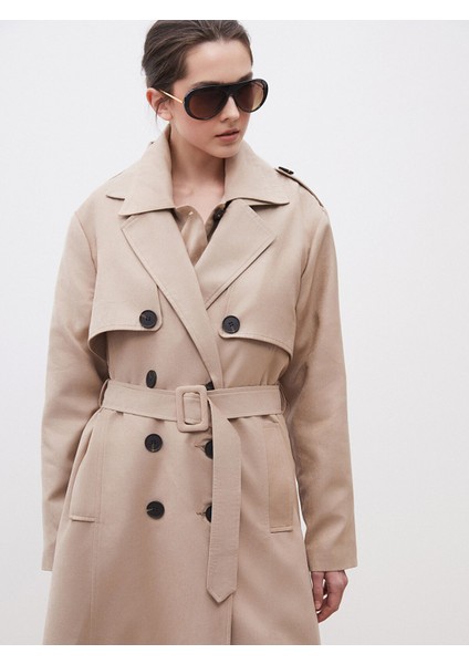 Yeni Sezon Ceket Yaka Süet Görünümlü Kadın Trençkot fiyatları