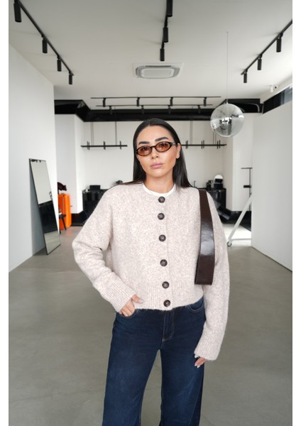 Bisiklet Yaka Yanları Yırtmaçlı Hırka