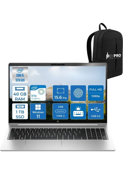 Probook 450 G10 9B9H3EA I5-1334U 40GB 1tb SSD 15.6 W11P +Bypro Çanta