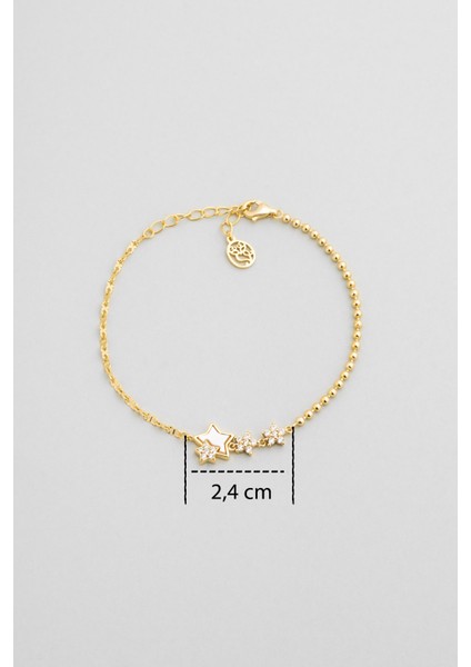 Yıldız Yolu 18 Ayar Sarı Altın Kaplama 20 cm Gümüş Bileklik modelleri