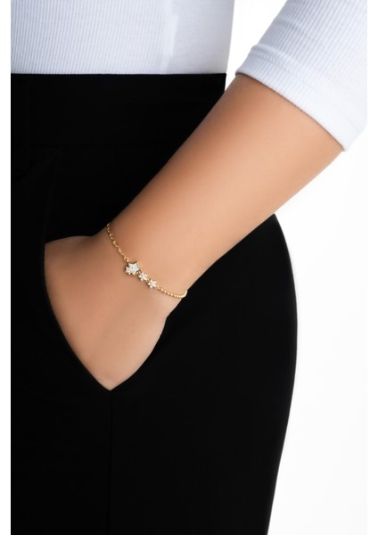 Yıldız Yolu 18 Ayar Sarı Altın Kaplama 20 cm Gümüş Bileklik fırsatları