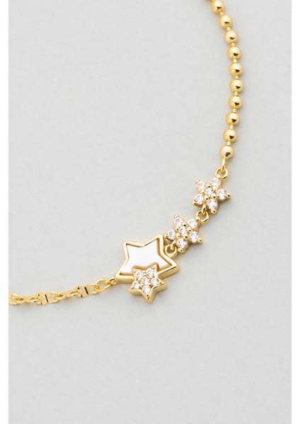 Yıldız Yolu 18 Ayar Sarı Altın Kaplama 20 cm Gümüş Bileklik indirimleri