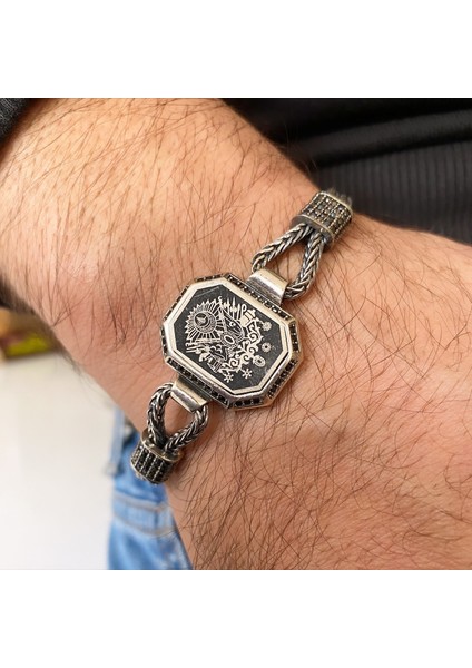 Gümüş Osmalı Sembollü Erkek Bileklik