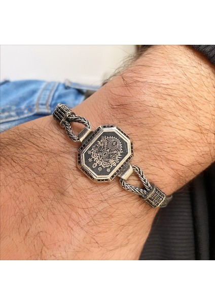 Gümüş Osmalı Sembollü Erkek Bileklik fiyatları