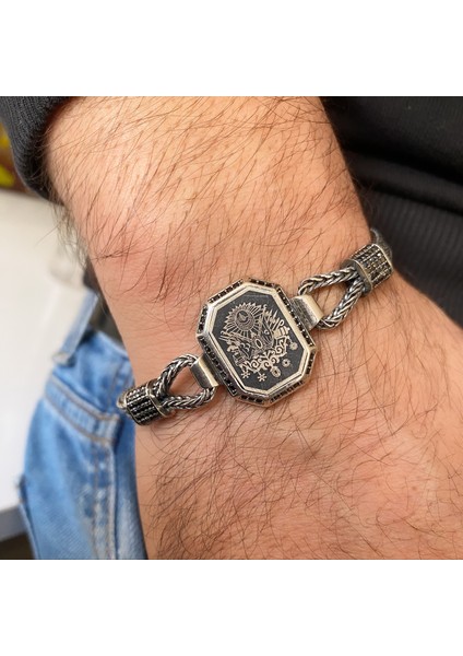 Gümüş Osmalı Sembollü Erkek Bileklik modelleri