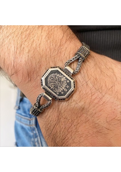 Gümüş Osmalı Sembollü Erkek Bileklik