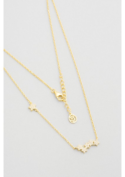 Yıldız Yolu 18 Ayar Sarı Altın Kaplama 45 cm Gümüş Kolye