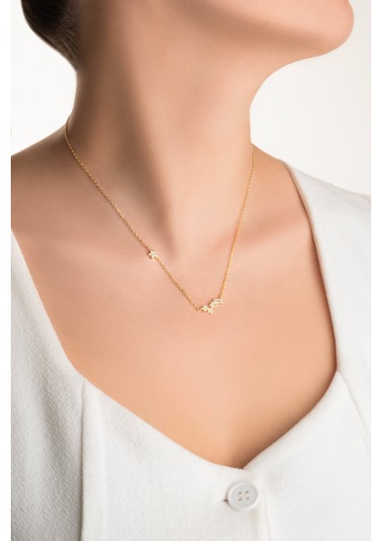 Yıldız Yolu 18 Ayar Sarı Altın Kaplama 45 cm Gümüş Kolye fırsatları