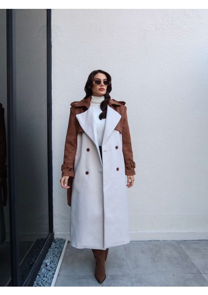 Süet Detay Kemerli Balıksırtı Kaban