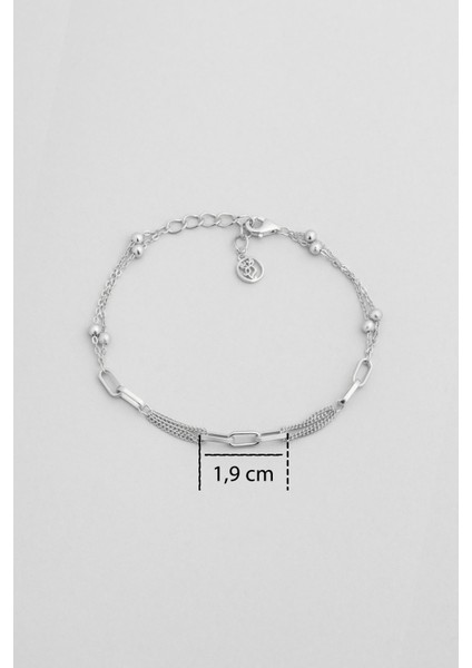 Emma 18 Ayar Beyaz Altın Kaplama 19 cm Gümüş Minimal Bileklik modelleri