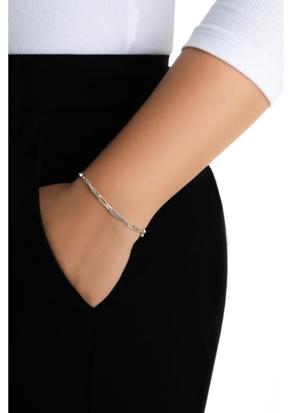 Emma 18 Ayar Beyaz Altın Kaplama 19 cm Gümüş Minimal Bileklik fırsatları
