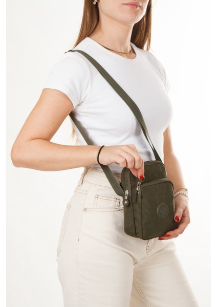 Kadın Telefon Bölmeli Çapraz El ve Omuz Çantası – Haki – NEWPOLO362