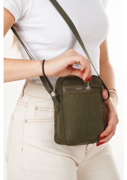 Kadın Telefon Bölmeli Çapraz El ve Omuz Çantası – Haki – NEWPOLO362