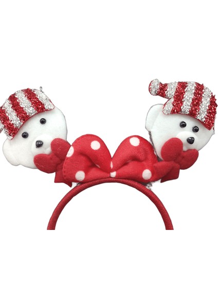 Yılbaşı Konsepti Peluş Kırmızı Beyaz Ayıcık Figürlü Taç fırsatları