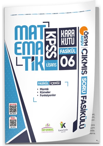 Karakutu Yayınları 2026 KPSS Matematik Kara Kutu 6.Fasikül ÖSYM Çıkmış Soru MANTIK-KÜMELER-FONKSİYONLAR Modüler Set