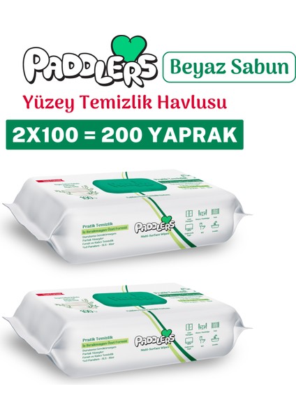 Easy Clean Beyaz Sabun Katkılı Yüzey Temizlik Havlusu 2X100 (200 Yaprak)