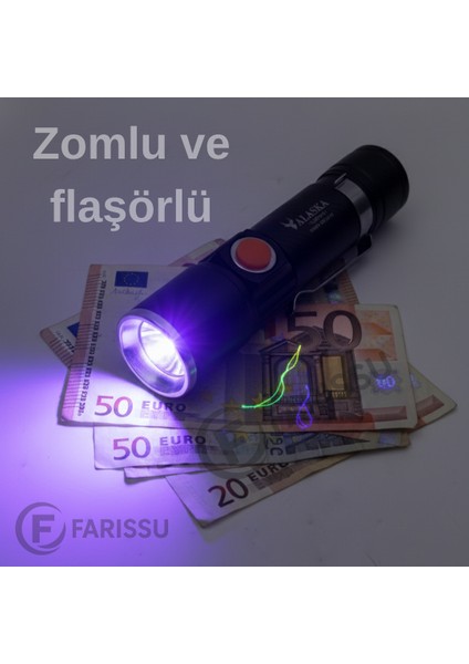 Alaska Ultra Parlak Şarjlı Uv LED Akrep Feneri fırsatları