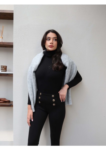 Gold Düğme Detaylı Streç Tayt Pantolon fırsatları