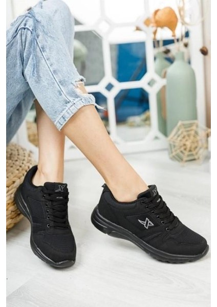 Unisex Siyah Beyaz Günlük Rahat Yürüyüş Ayakkabısı File Detaylı Sneaker Spor Ayakkabı fiyatları