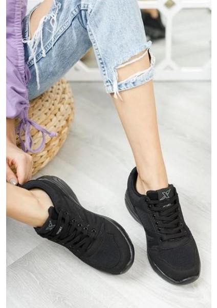 Unisex Siyah Beyaz Günlük Rahat Yürüyüş Ayakkabısı File Detaylı Sneaker Spor Ayakkabı modelleri