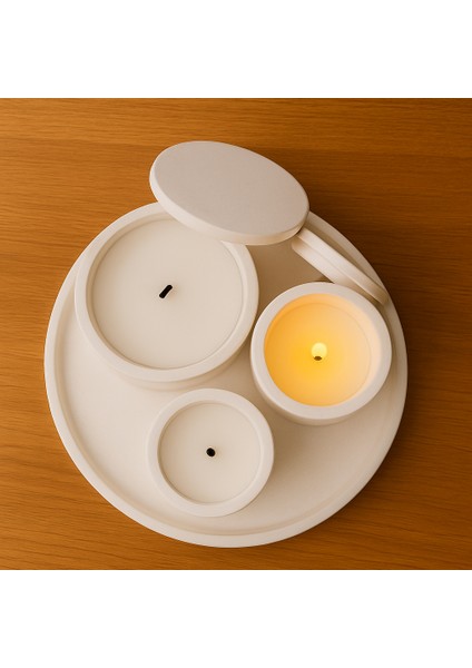 Dekoratif Set Mum (Beyaz)