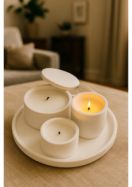 Dekoratif Set Mum (Beyaz) modelleri