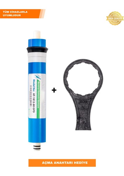 Su Arıtma Membran Filtre – 80 Gpd Tüm Cihazlara Uyumlu + Açma Anahtarı Hediye