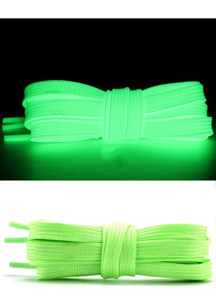 Fosforlu Neon 1 cm Kalınlığında Yeşil Renk 1 Çift Yassı Spor Ayakkabı Bağcığı