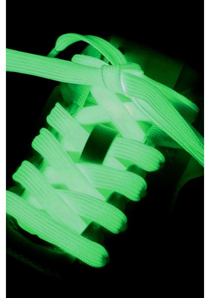Fosforlu Neon 1 cm Kalınlığında Yeşil Renk 1 Çift Yassı Spor Ayakkabı Bağcığı fiyatları