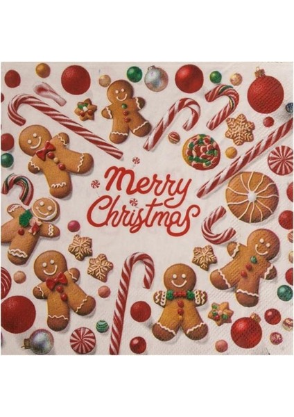 Yılbaşı Kurabiye Adam Kağıt Peçete 33X33CM(20ADET)