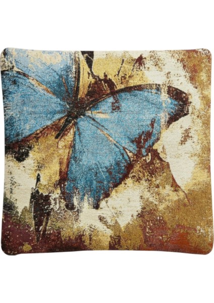 Jakarlı Dokuma Goblen Kırlent Kılıfı – 45X45 cm Biyeli ve Çift Taraflı Dekoratif Yastık