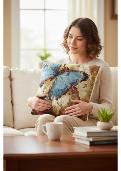 Jakarlı Dokuma Goblen Kırlent Kılıfı – 45X45 cm Biyeli ve Çift Taraflı Dekoratif Yastık fiyatları