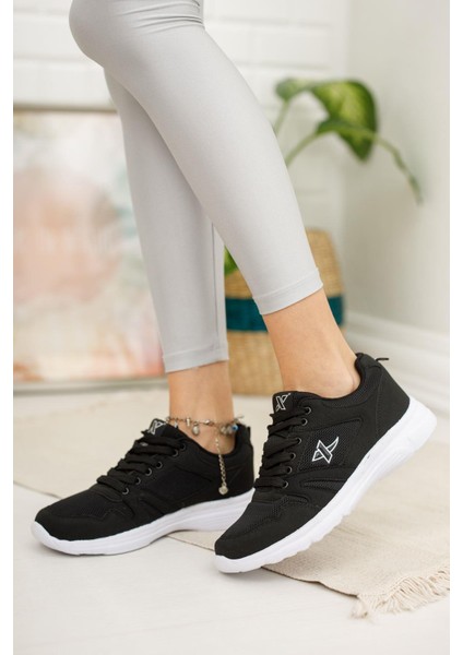 Unisex Siyah Beyaz Günlük Rahat Yürüyüş Ayakkabısı File Detaylı Sneaker Spor Ayakkabı fiyatları