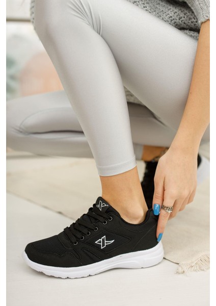 Unisex Siyah Beyaz Günlük Rahat Yürüyüş Ayakkabısı File Detaylı Sneaker Spor Ayakkabı modelleri