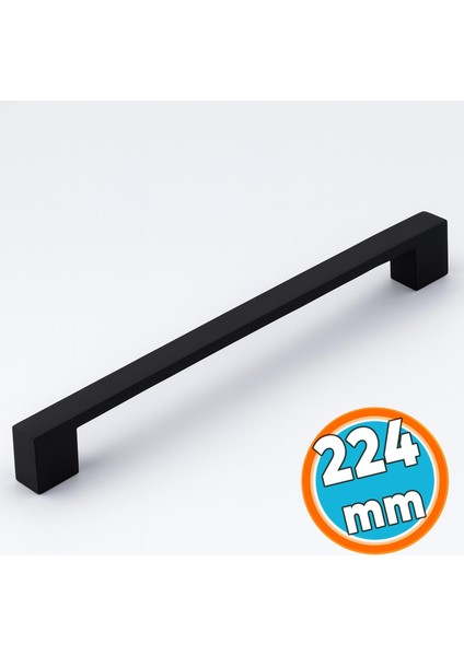 Mobilya Mutfak Çekmece Dolap Dolabı Kulbu Kulpu Kulpları (224 mm - 22.4 Cm) Siyah Metal