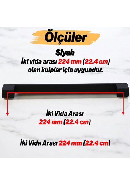 Mobilya Mutfak Çekmece Dolap Dolabı Kulbu Kulpu Kulpları (224 mm - 22.4 Cm) Siyah Metal fiyatları